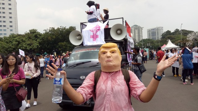 Trump di Women's March Indonesia. (Foto: Sattwika Duhita/kumparan)