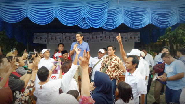 Sandiaga Uno berkampanye. (Foto: Amanaturrosyidah/kumparan)