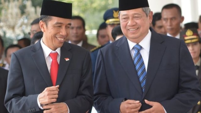 Pertemuan lama SBY dan Jokowi (Foto: AFP)
