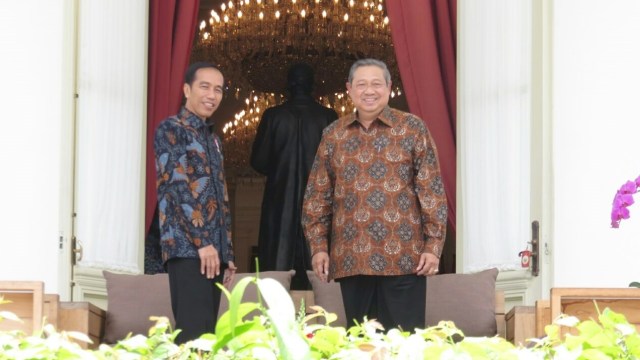 Jokowi dan SBY di Istana Merdeka, Jakarta, Kamis (9/3/2017). Foto: Yudhistira Amran Saleh/kumparan