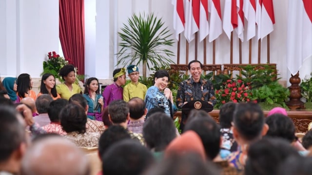 Jokowi dalam acara perayaan hari musik nasional. (Foto: Biro pers istana)