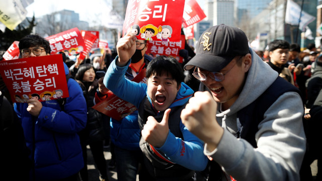 Warga Korea Selatan berdemo. (Foto: REUTERS/Kim Hong-Ji )