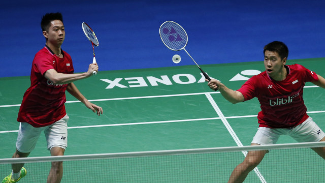 Kevin dan Marcus di All England 2017. (Foto: Andrew Boyers/Reuters)