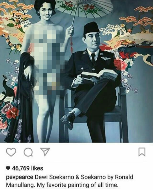 Unggahan foto lukisan istri Soekarno di IG Pevita  (Foto: Instagram @pevpearce)