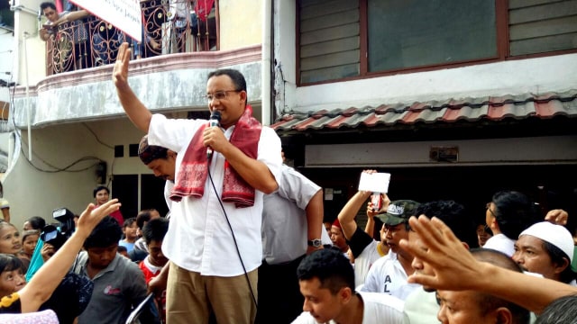 Anies Baswedan sedang melakukan kampanye (Foto: Wandha Nur/kumparan)