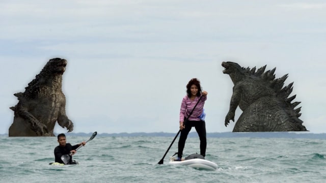 Meme Menteri Susi mendayung paddle board di laut. (Foto: twitter/@bngpy )