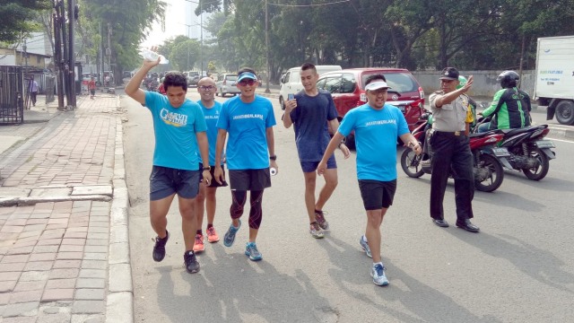 Sandiaga Uno ikut acara Jakarta Berlari. (Foto: Anggi Dwiky Darmawan/kumparan)