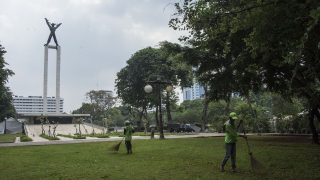 Penataan Taman Lapangan Banteng. (Foto: Antara/Aprillio Akbar)