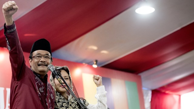 Djarot dan sang istri di deklarasi Relawan Badja. (Foto: Antara/M Agung Rajasa)