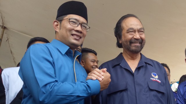 Ridwan Kamil bersama Surya Paloh. (Foto: Aria Pradana/kumparan)