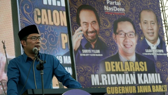 Ridwan Kamil di acara deklarasi Nasdem (Foto: Agus Bebeng/ANTARA)