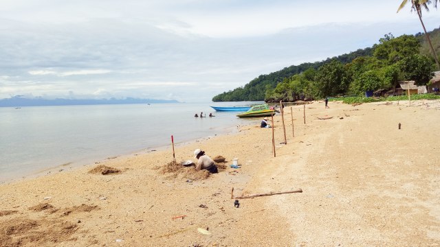 Seorang ibu mencari batu cinnabar di Desa Iha. (Foto: Naufal Abdurrasyid/kumparan)