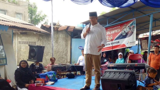 Anies memberikan sambutan. (Foto: Wandha Nur/kumparan)