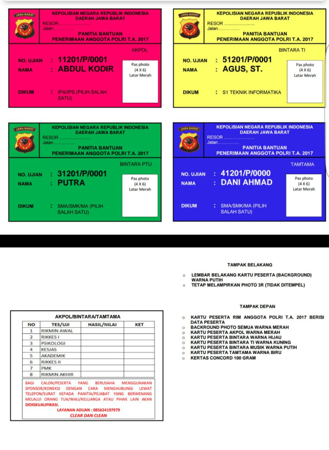 Penerimaan anggota Polri. (Foto: polri.go.id)