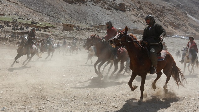 Lomba tarik kambing di Afganistan (Foto: Omar Sobhani/Reuters)