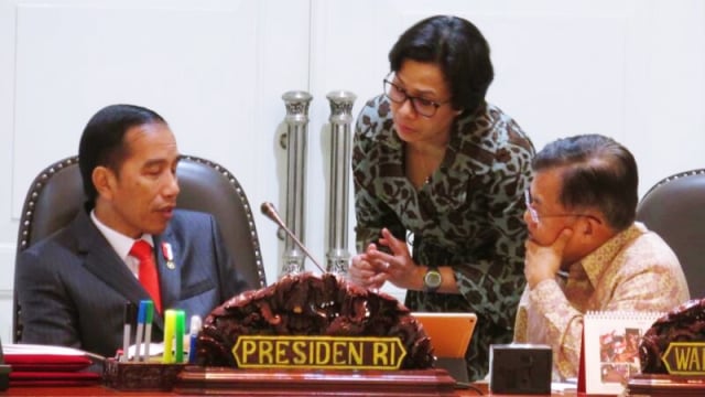 Jokowi dan Sri Mulyani di Istana. (Foto: Yudhistira Amran Saleh/kumparan)