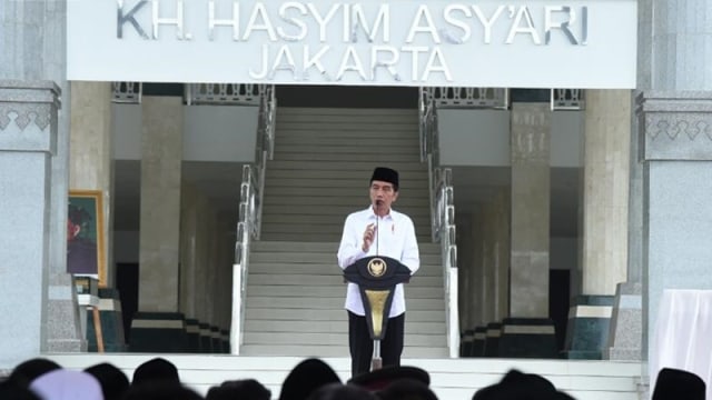 Sambutan Jokowi di Masjid Raya KH Hasyim Asy'ari (Foto: Dok. Biro Pers, Media, dan Informasi Sekretariat Presiden)