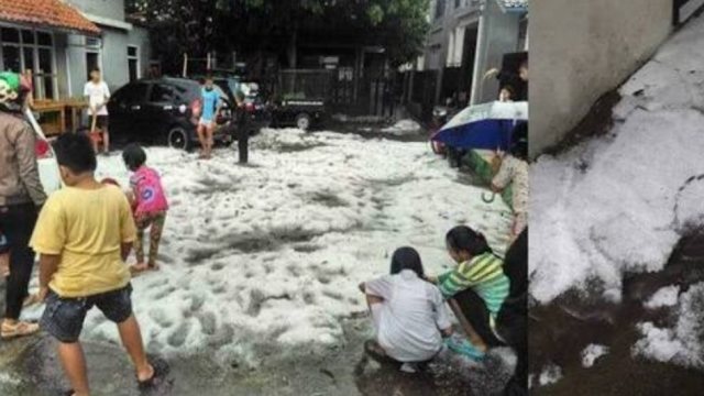 Hujan es di Bandung (Foto: Twitter @Sutopo_BNPB)