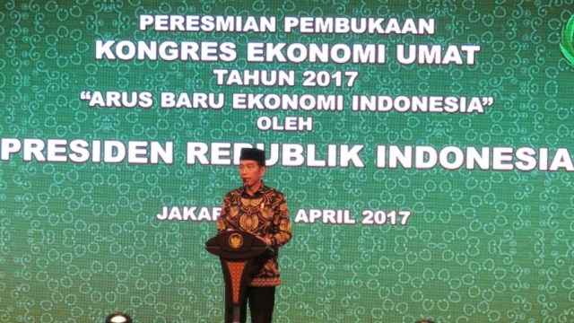 Jokowi beri sambutan di Kongres Ekonomi Umat 2017 (Foto: Yudhistira Amran Saleh/kumparan)