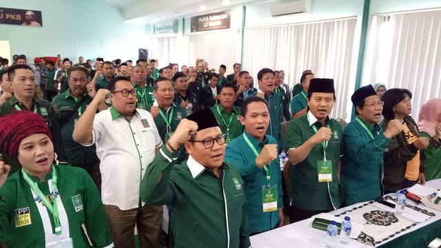 Muhaimin pada Rakornas Lembaga Pemenangan Pemilu (Foto: Johanes Hutabarat/kumparan)