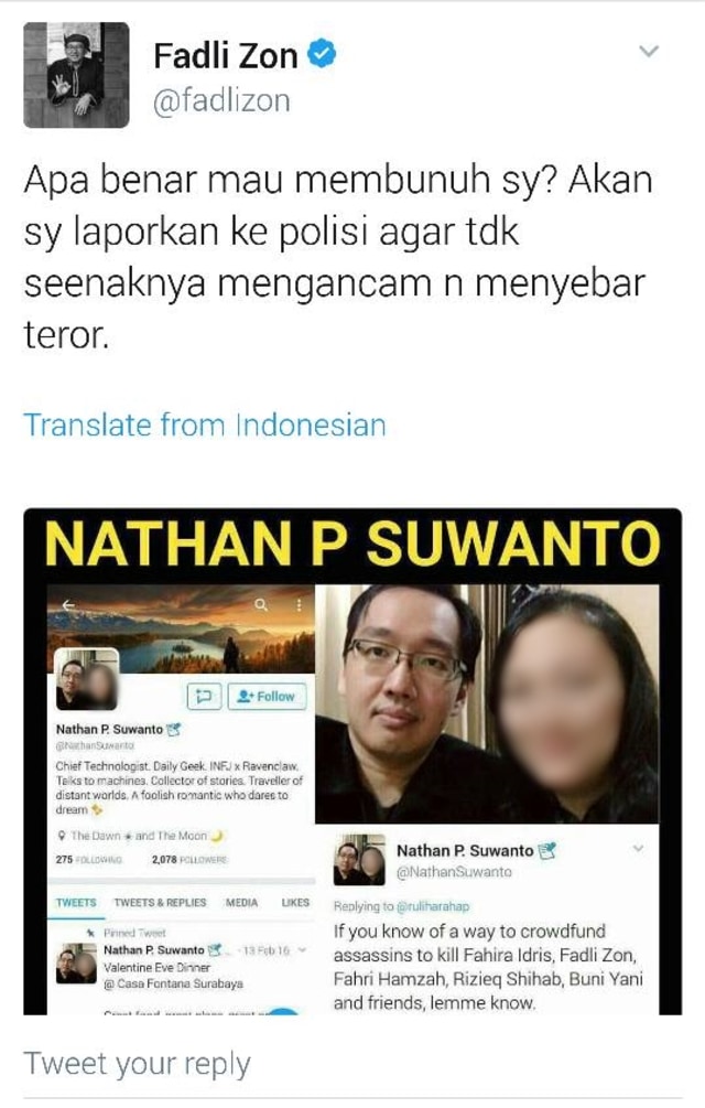 Postingan Tweet Fadli Zon. (Foto: Twitter)