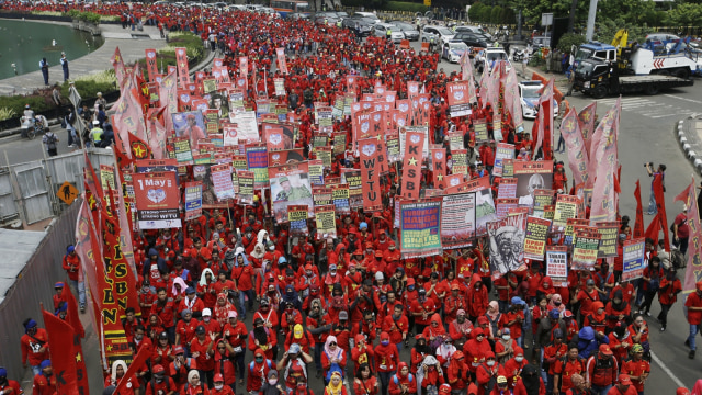 Hari Buruh di Jakarta (Foto: AP Photo/Achmad Ibrahim)
