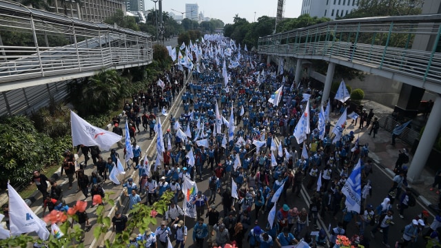 Peringatan Hari Buruh di Jakarta. (Foto: Antara/Sigid Kurniawan)