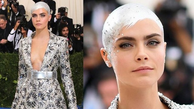 Kepala metalik Cara Delevigne (Foto: Instagram/@bellanaijastyle )