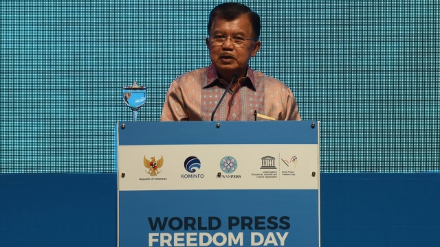 Jusuf Kalla di World Press Freedom Day (Foto: ANTARA FOTO/Akbar Nugroho Gumay)