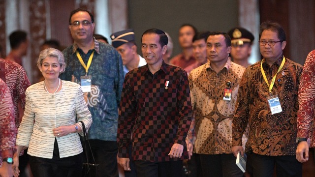 Jokowi di World Press Freedom Day 2017 (Foto: Sigid Kurniawan/Antara)