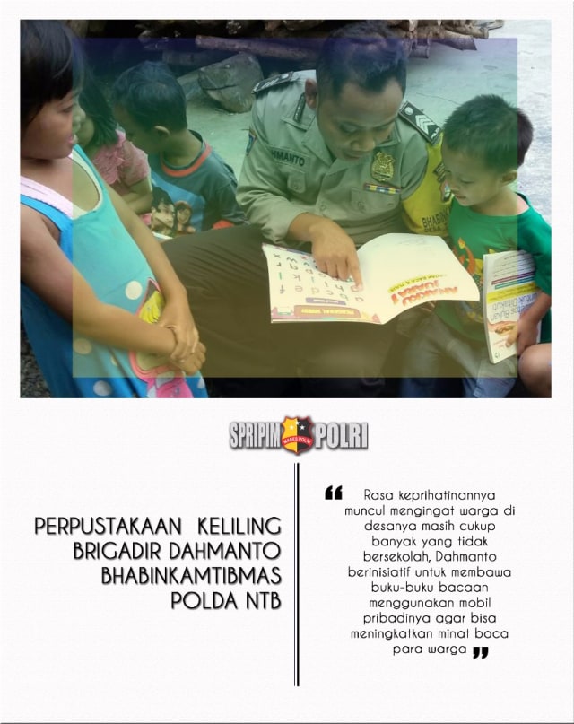 Perpustakaan keliling inisiatif anggota Polri (Foto: Dok. Div Humas Mabes Polri)