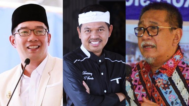 Ridwan Kamil, Dedi Mulyadi, dan Deddy Mizwar (Foto: Instagram @ridwankamil, Dok. Pemkab Purwakarta,dan Antara/Muhammad Adimaja)