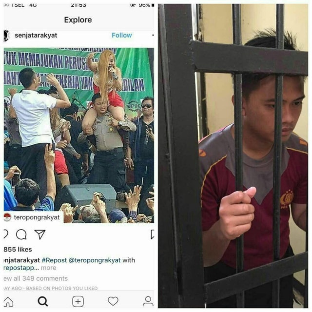 Seorang polisi di Bogor ikut dangdutan (Foto: Instagram/@cirebonkota)