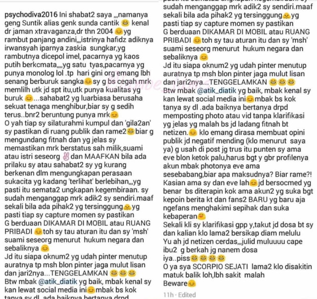 Screenshot curhat Aming (Foto: Instagram @psychodiva2016)