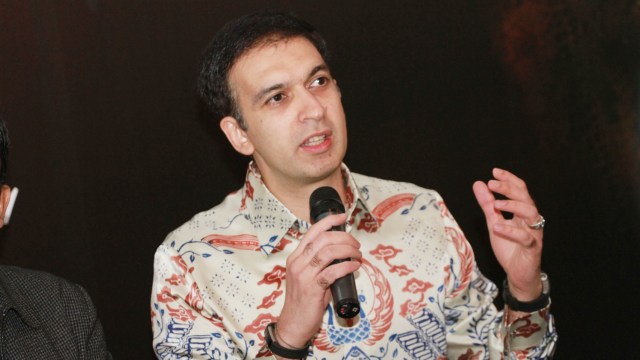 Manoj Punjabi di konpers Ayat-ayat Cinta 2 (Foto: Munady)