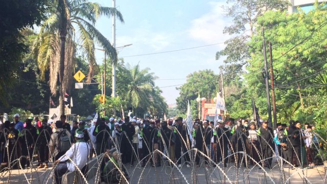 Laskar Santri Lampung berkumpul. (Foto: Wahyu Nugroho/kumparan)