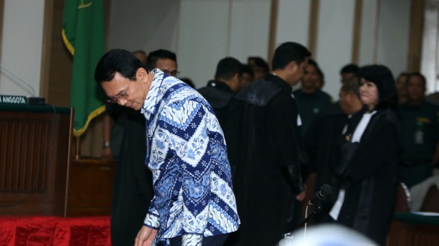 Ahok dalam sidang pembacaan vonis. (Foto: Isra Triansyah/POOL)