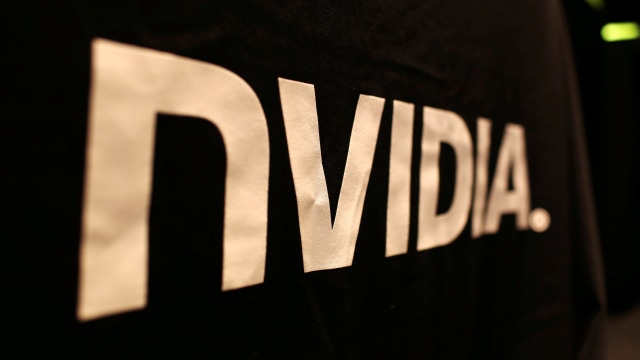 Logo perusahaan teknologi Nvidia. Foto: Robert Galbraith/Reuters