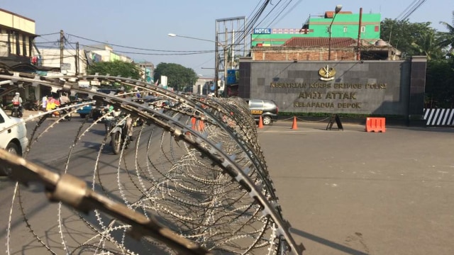 Suasana di depan Mako Brimob. (Foto: Kelik Wahyu/kumparan)