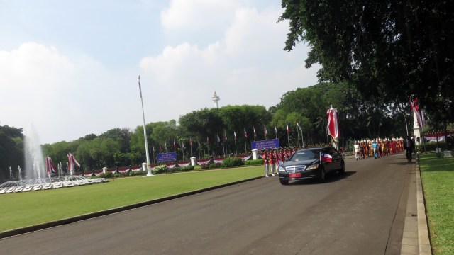 Presiden Bachelet tiba di istana (Foto: Yudhistira Amran Saleh/kumparan)