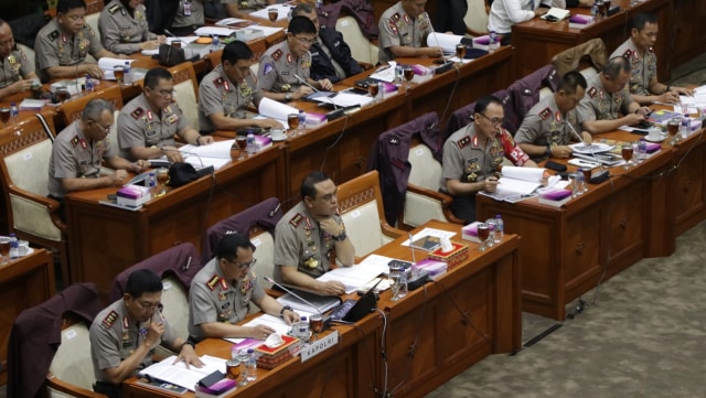 Polri rapat kerja bersama Komisi III DPR RI (Foto: Fanny Kusumawardhani/kumparan)