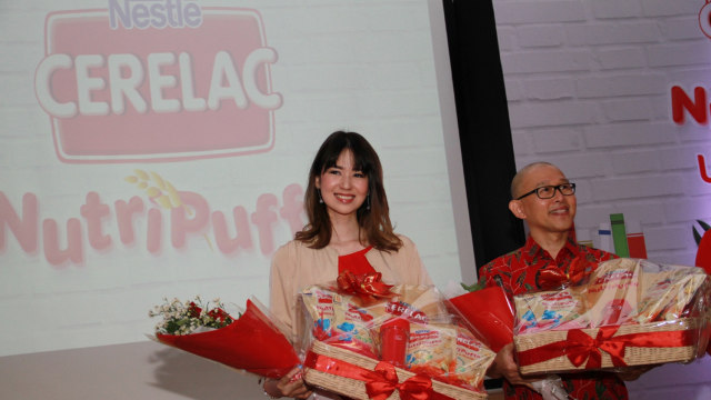 Laura Basuki di Acara Nestle Cerelac (Foto: Munady Widjaja)