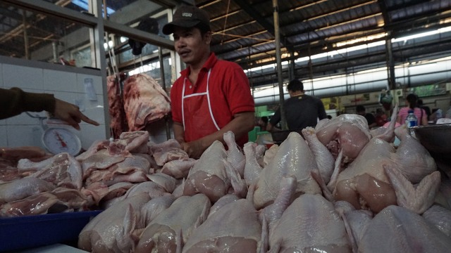 Daging ayam yang dijual untuk persiapan Ramadhan. Foto: Aditia Noviansyah/kumparan