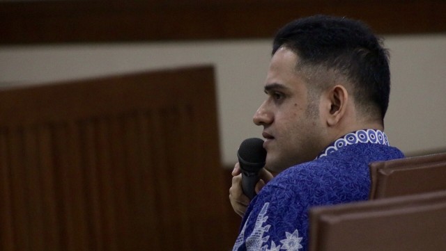 Nazaruddin dalam sidang kasus e-KTP (Foto: Fanny Kusumawardhani/kumparan)