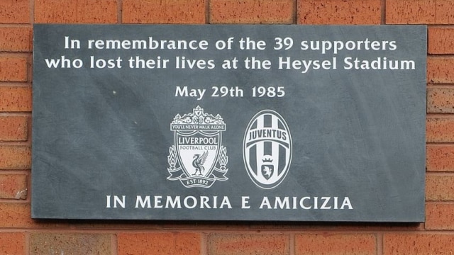 Plakat peringatan Tragedi Heysel di Anfield. (Foto: Liverpool FC)