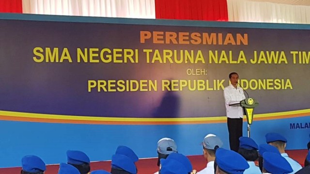 Jokowi di peresmian SMAN Taruna Nala Malang (Foto: Yudhistira Amran Saleh/kumparan)