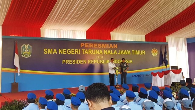 Jokowi di peresmian SMAN Taruna Nala Malang (Foto: Yudhistira Amran Saleh/kumparan)