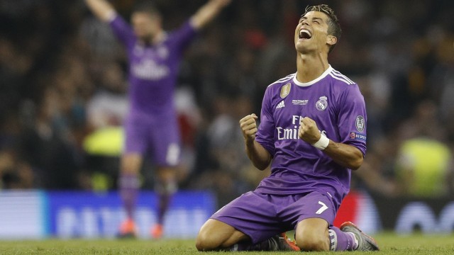 Selebrasi Ronaldo usai final Liga Champions. (Foto: Reuters/Carl Recine Livepic)
