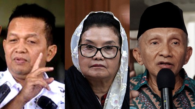 Soetrisno Bachir, Siti Fadilah, Amien Rais (Foto: Antara--Aditia Noviansyah/kumparan)