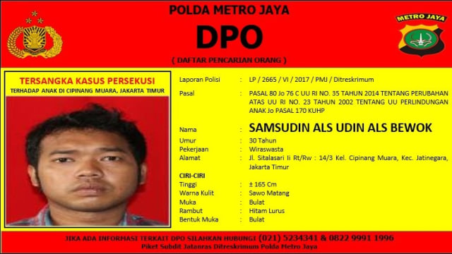 Foto DPO TSK Persekusi Mario (Foto: Dok. Istimewa)